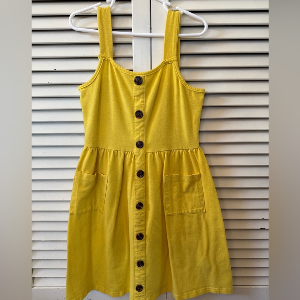 Yellow Button-Front Kids Dress